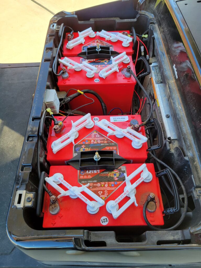 Newly installed set of 12V golf cart batteries
